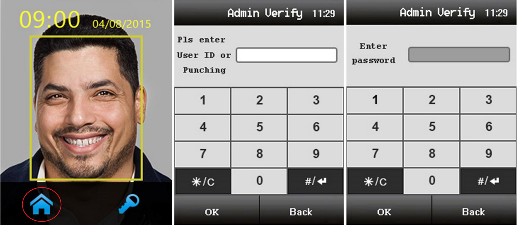 Facepass menu enter 1